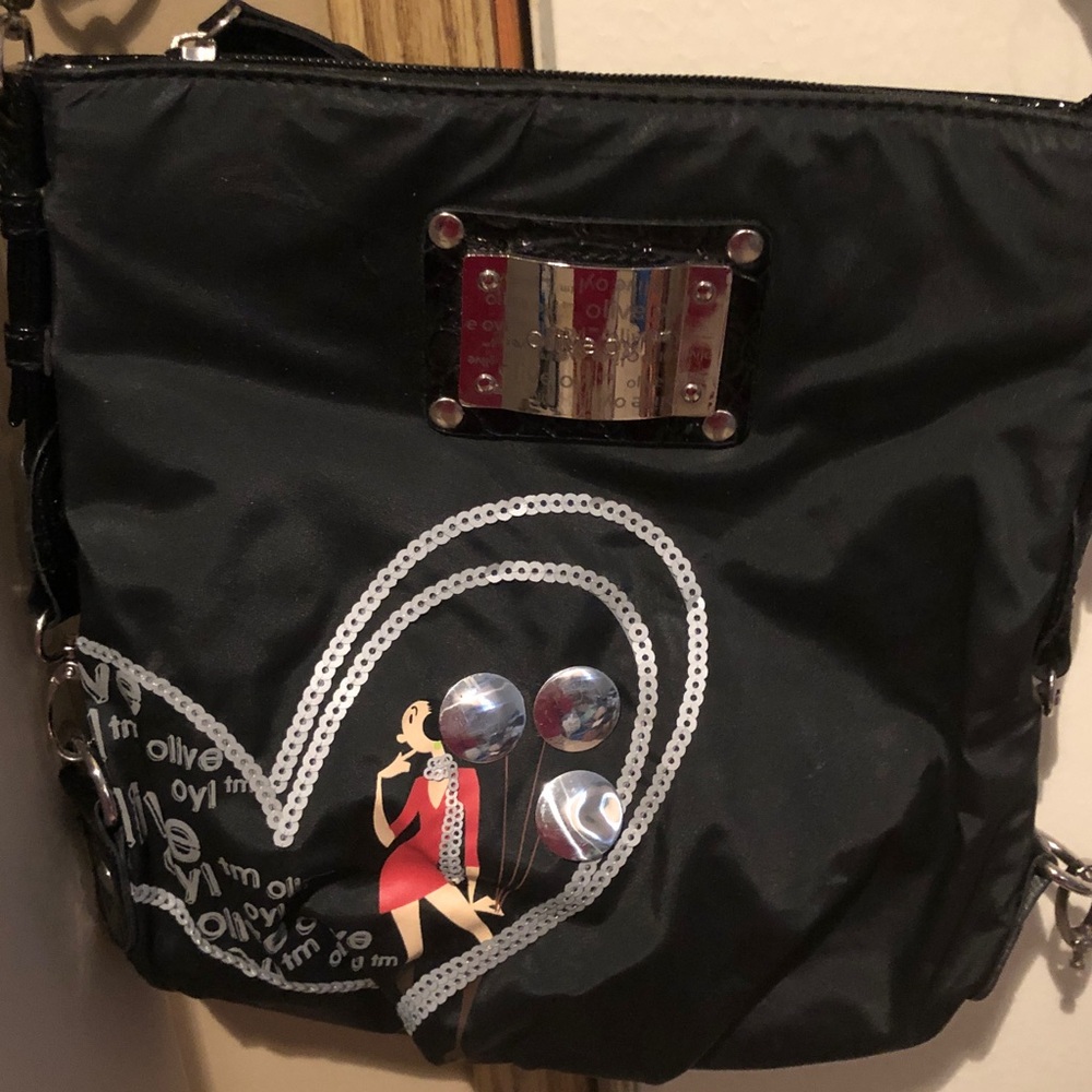 Black Fabric Olive Oyl Crossbody Bag